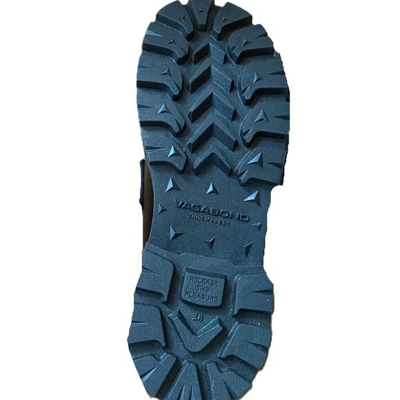 NWOT Vagabond Cosmo Black Polished Leather Chunky platform Loafer Shoes Tassel - Picture 10 of 16